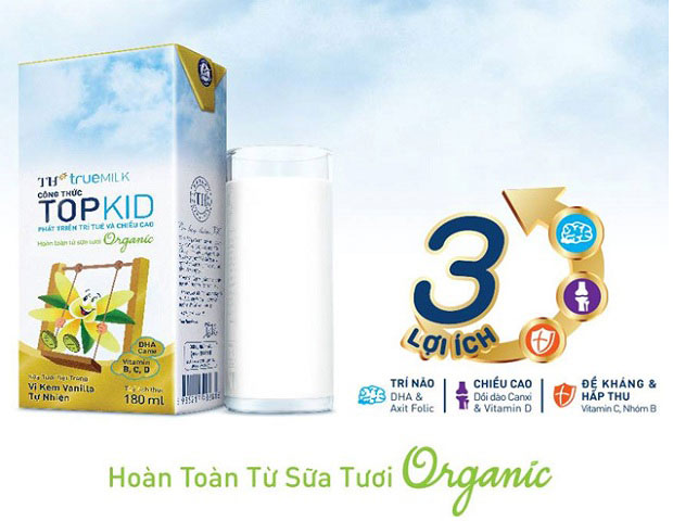 sữa tươi th true milk topkid organic hộp 180ml