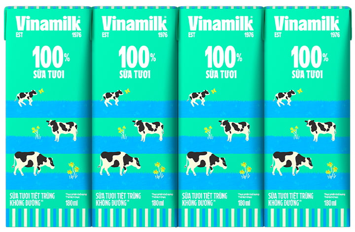 sữa tươi tiệt trùng vinamilk không đường hộp 180ml