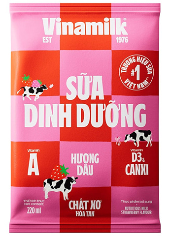 Sữa tiệt trùng Vinamilk hương dâu bịch 220ml