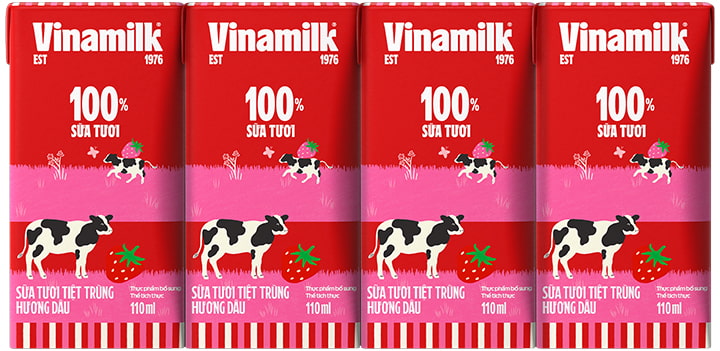 sữa tươi tiệt trùng Vinamilk hương dâu hộp 110ml