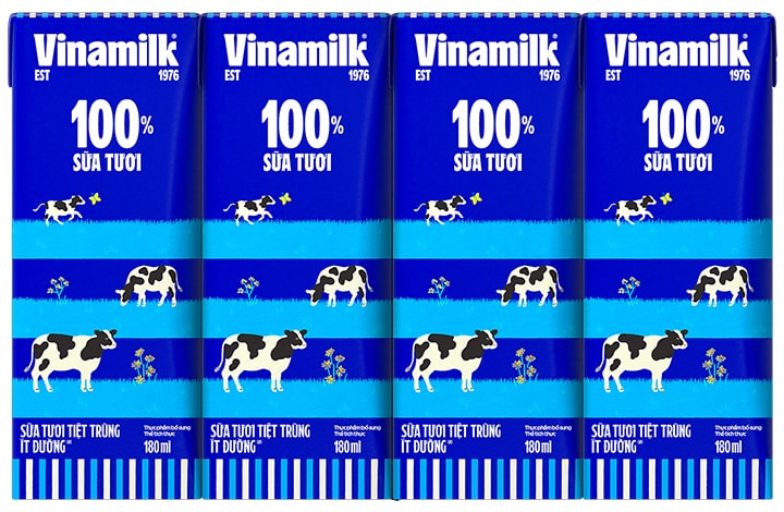 sữa tươi tiệt trùng vinamilk ít đường hộp 180ml