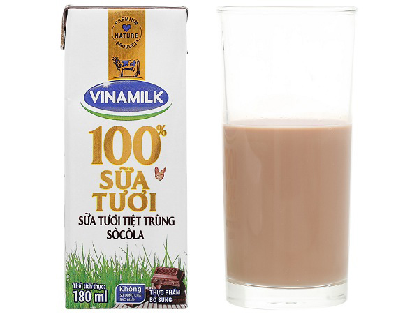 sữa tươi tiệt trùng vinamilk hương socola hộp 180ml