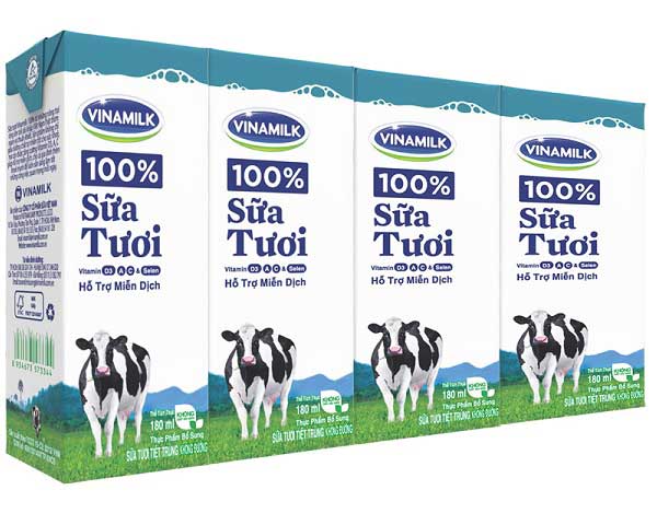 Sữa tiệt trùng Vinamilk không đường hộp 180ml