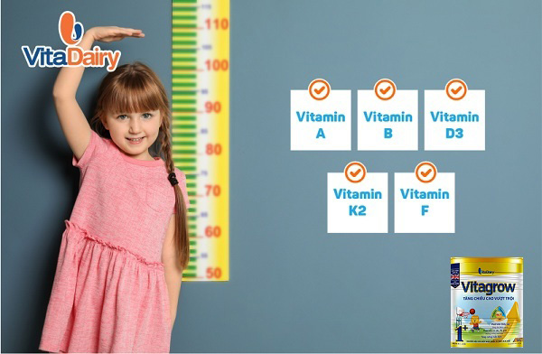 sữa Vitagrow 1+ tăng chiều cao vượt trội cho trẻ từ 1-2 tuổi, lon 900g