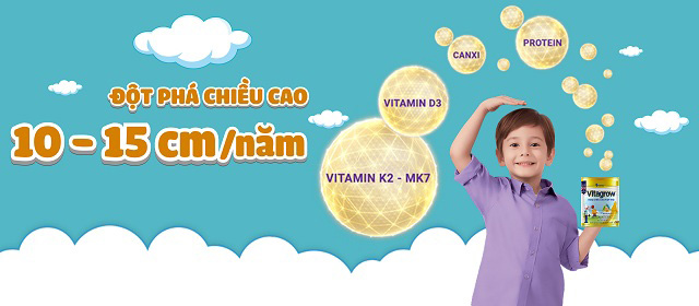 sữa Vitagrow 1+ tăng chiều cao vượt trội cho trẻ từ 1-2 tuổi, lon 900g