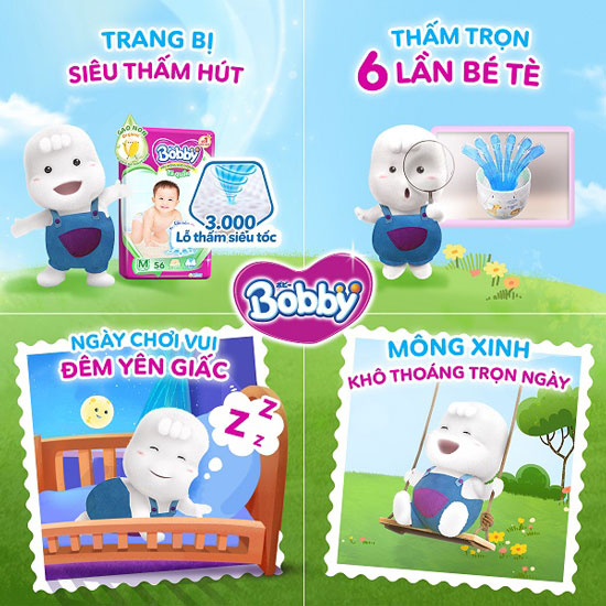 Tã dán Bobby size S 54 miếng cho trẻ từ 4-8kg