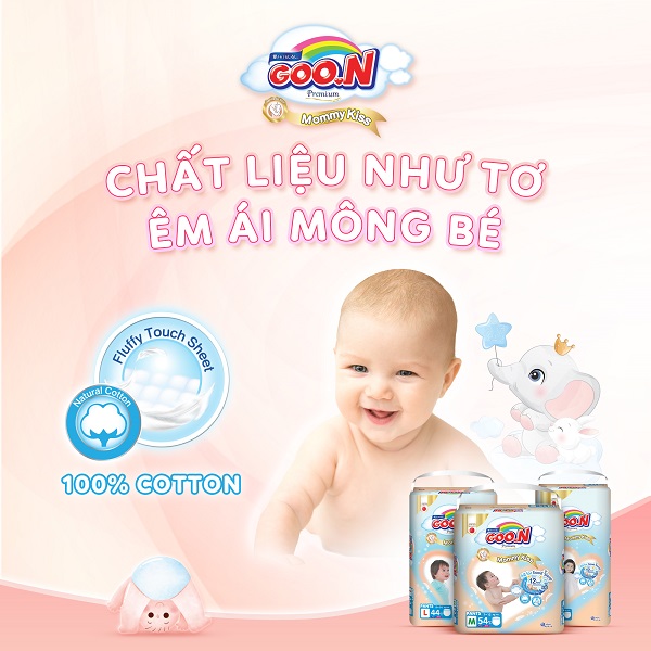 Tã Dán Goon Mommy Kiss Size L 48 miếng cho trẻ 9-14kg