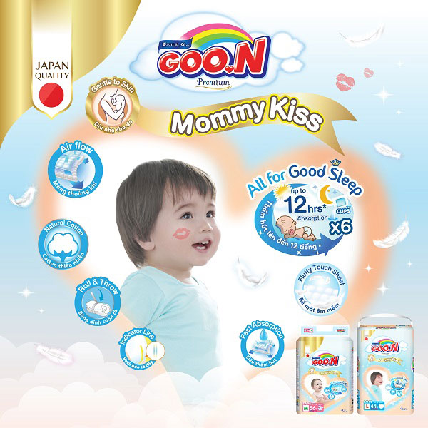 Tã Dán Goon Mommy Kiss Size L 48 miếng cho trẻ 9-14kg