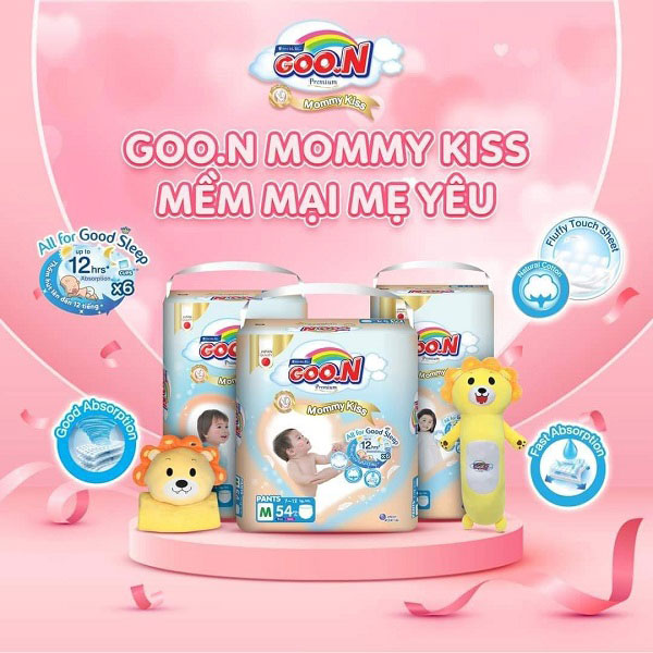Tã Dán Goon Mommy Kiss Size L 48 miếng cho trẻ 9-14kg