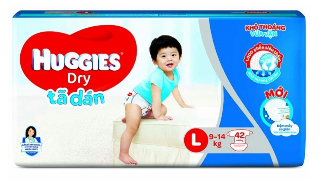 Tã dán Huggies size L 42 miếng cho trẻ 9-14 kg 
