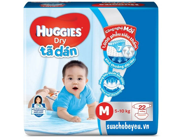 Tã dán Huggies size M 22 miếng cho trẻ 5-10 kg 