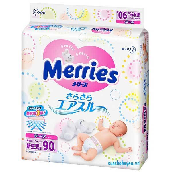 Tã dán Merries Newborn 90 miếng, cho trẻ khoảng 5kg