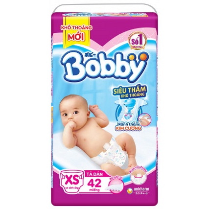 Tã dán sơ sinh Bobby size XS 42 miếng, trẻ sơ sinh đến 5kg