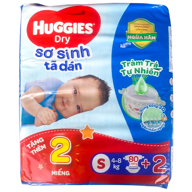 Tã dán Huggies size S 80 miếng cho trẻ 4-8 kg