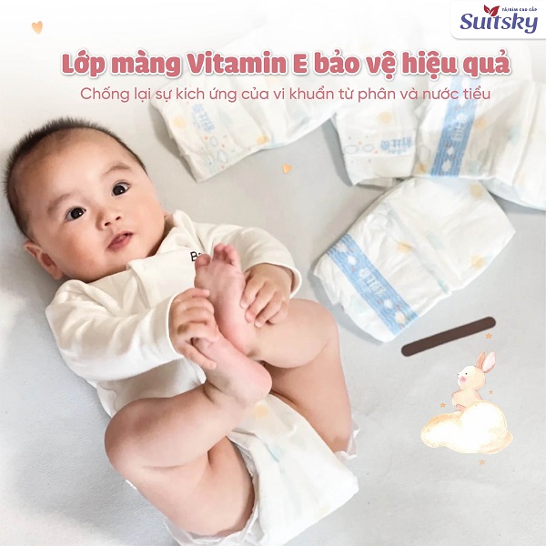 Tã dán Suitsky Vitamin E size XL 34 miếng cho bé 12-17 kg