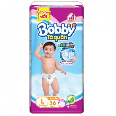 Tã quần Bobby size L 36 miếng cho trẻ 9-13kg