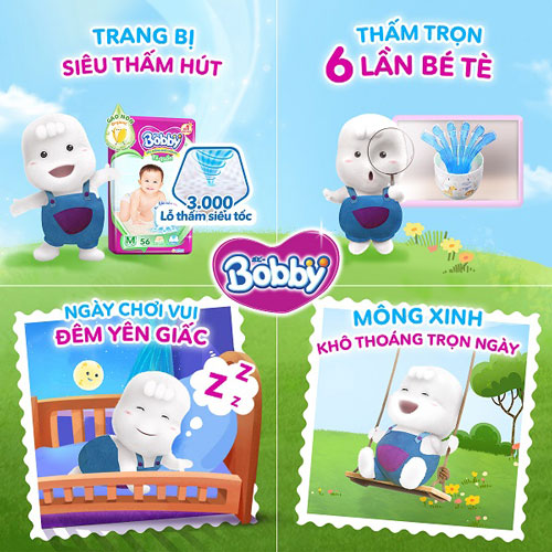 Tã quần Bobby size L 70 miếng cho trẻ 9-14kg