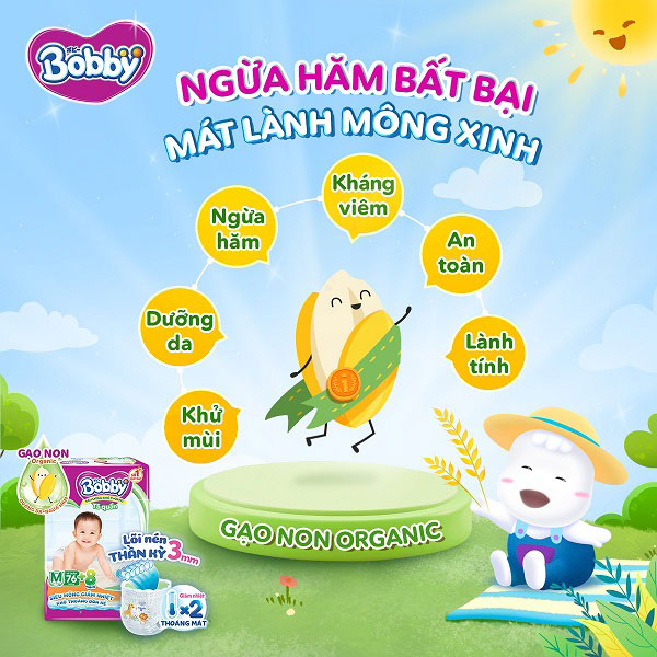 Tã quần Bobby size L 70 miếng cho trẻ 9-14kg