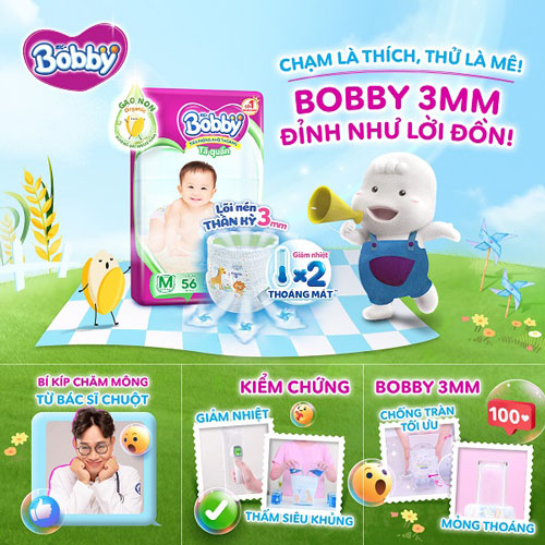 Tã quần Bobby size L 70 miếng cho trẻ 9-14kg