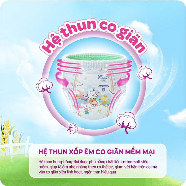 Tã quần Bobby size L 70 miếng cho trẻ 9-14kg