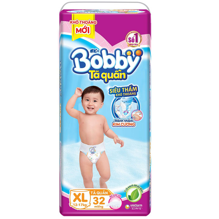 Tã quần Bobby size XL 32 miếng cho trẻ 12-17kg