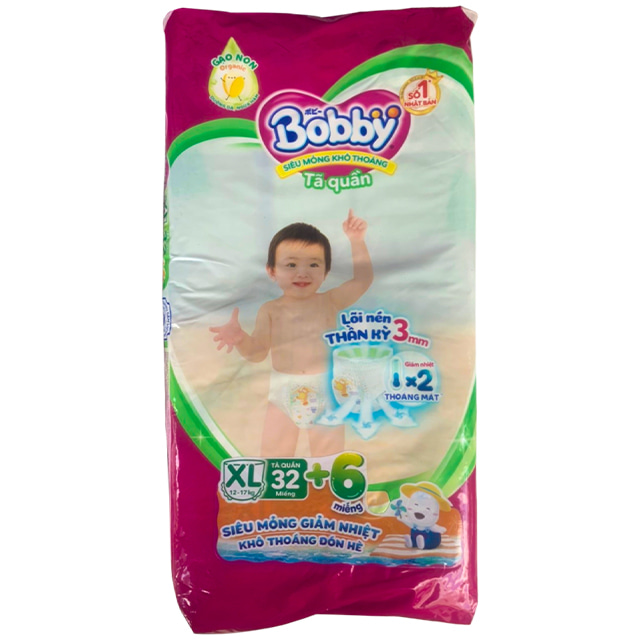 Tã quần Bobby size XL 32 miếng cho trẻ 12-17kg