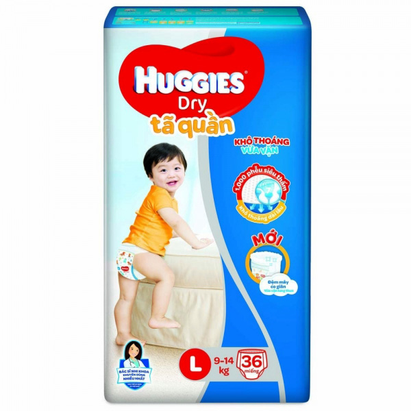 Tã quần Huggies size L 36 miếng cho trẻ 9 - 14 kg 