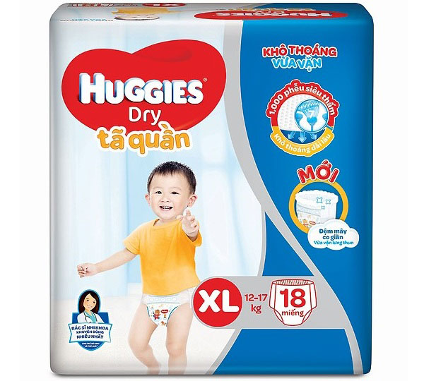 Tã quần huggies dry size xl18 miếng, cho trẻ từ 12-17kg