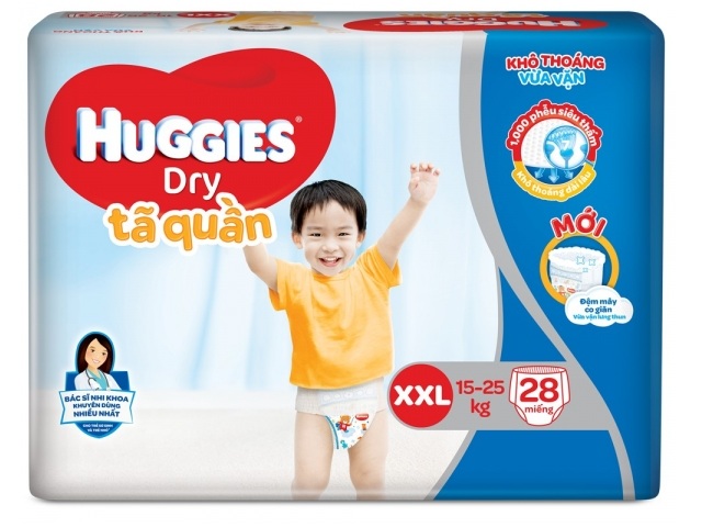 Tã quần huggies size XXL 28 miếng, cho trẻ từ 15-25kg