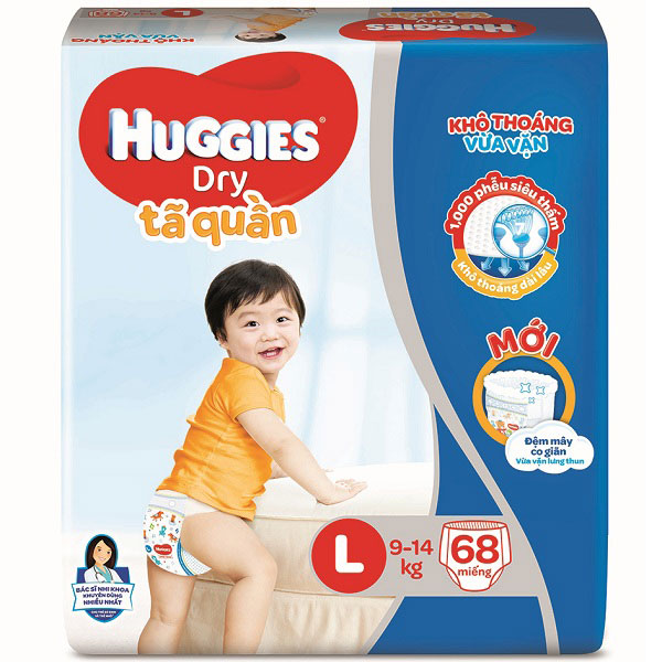 Tã quần huggies size L68 miếng, cho trẻ từ 9-14kg