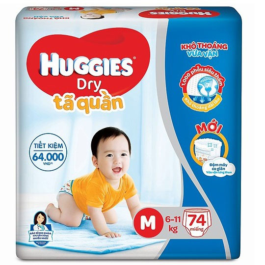 Tã quần Huggies size M 74 miếng cho trẻ 6 - 11 kg 