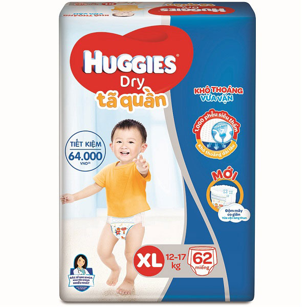 Tã quần huggies size XL62 miếng, cho trẻ từ 12-17kg