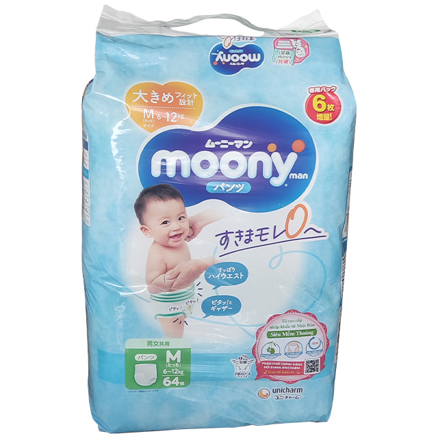 Tã quần Moony size M 58 miếng cho bé 6-12kg
