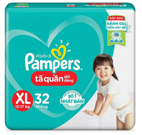 Tã quần Pampers Giữ Dáng size XL 32 miếng, cho trẻ từ 12-17kg.