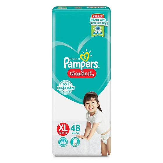 Tã quần Pampers Giữ Dáng size XL 48 miếng, cho trẻ 12-17kg.