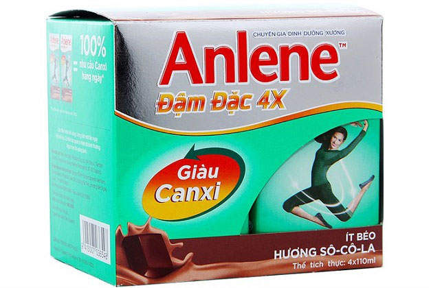 lốc sữa anlene đậm đặc 4x hương socola hộp 110ml