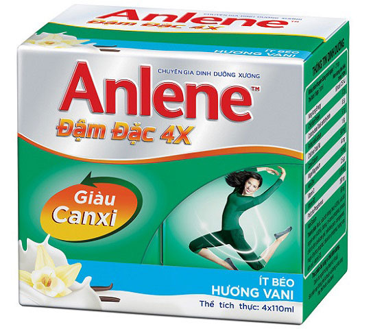 lốc sữa anlene đậm đặc 4x hương vani hộp 110ml