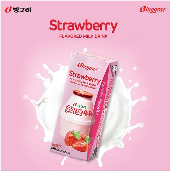 Sữa Binggrae Hàn Quốc vị Dâu hộp 200ml