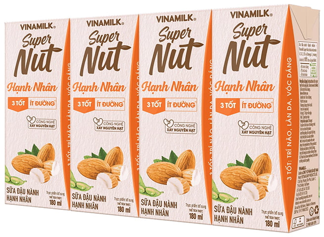 sữa đậu nành, hạnh nhân vinamilk, hộp 180ml