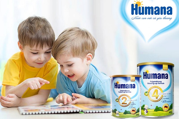 Thùng sữa Humana Gold Đức số 2 lon 800g, trẻ  6-12 tháng 