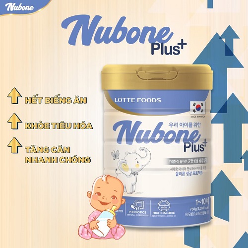 Thùng Sữa Nubone Plus+ cho trẻ biếng ăn chậm tăng cân lon 750g