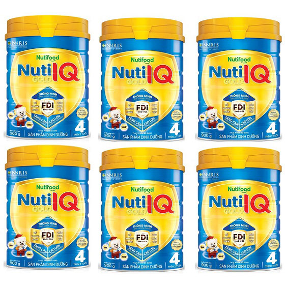 Thùng Sữa Nuti IQ gold số 4 cho trẻ 2-6 tuổi lon 900g