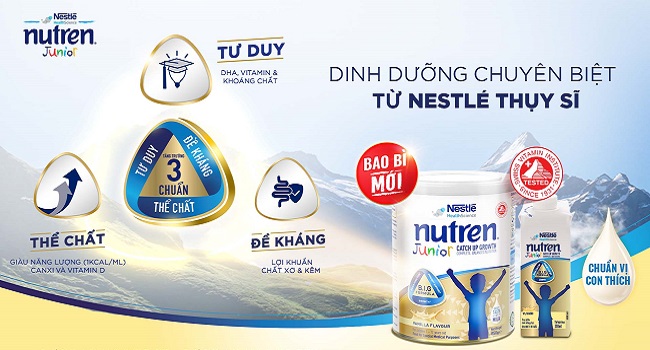 sữa bột Nutren Junior lon 850g cho trẻ từ 1-12 tuổi