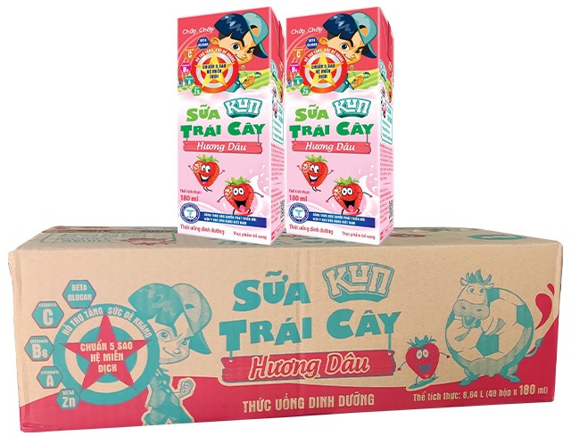Sữa trái cây Lif Kun hương dâu hộp 180ml