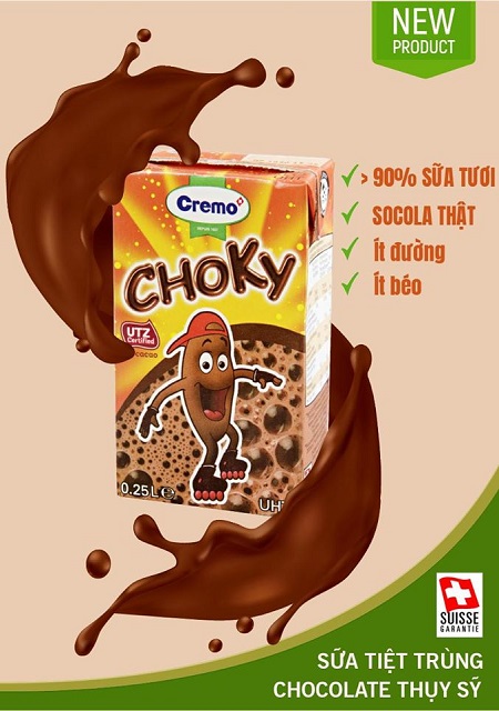 Thùng sữa tươi Cremo socola Choky hộp 250 ml
