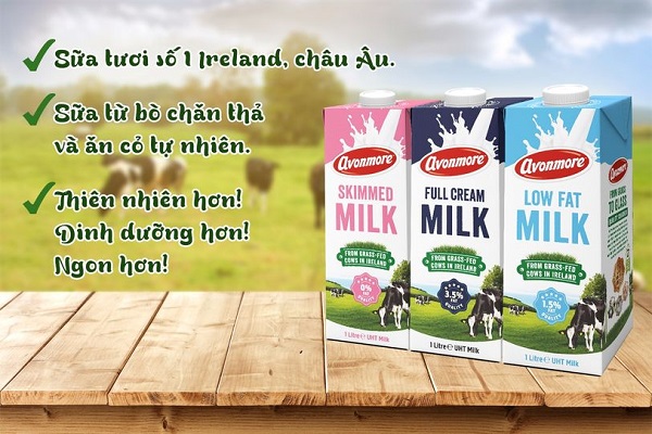 Thùng sữa tươi không béo Avonmore Ireland hộp 200ml 