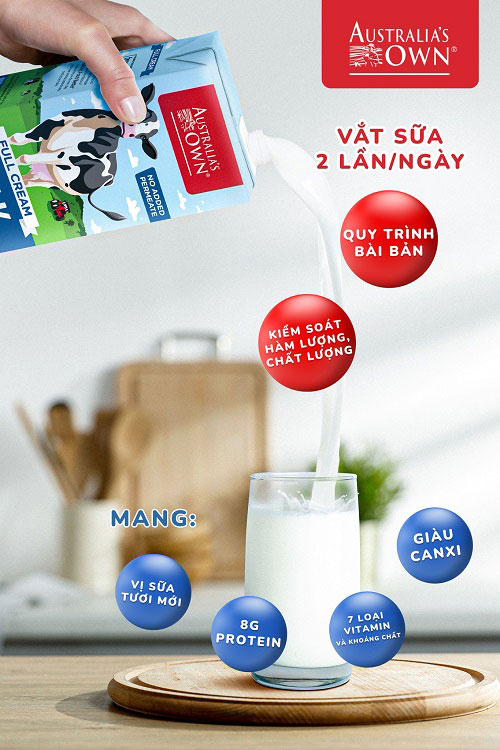 Sữa tươi Australia's Own Milk nguyên kem Úc hộp 1 lít