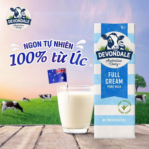Sữa tươi nguyên kem Devondale Úc hộp 2 lít.