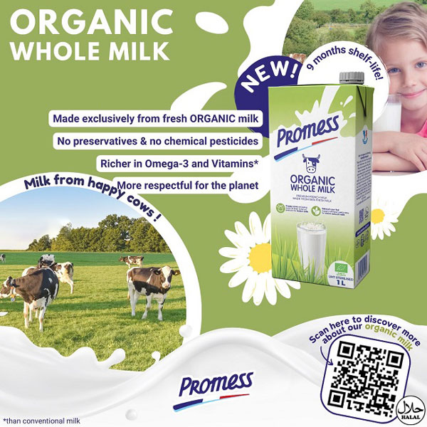Sữa tươi nguyên kem Promess Organic Pháp hộp 1 Lít