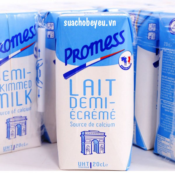 Sữa tươi ít béo promess Pháp hộp 200ml